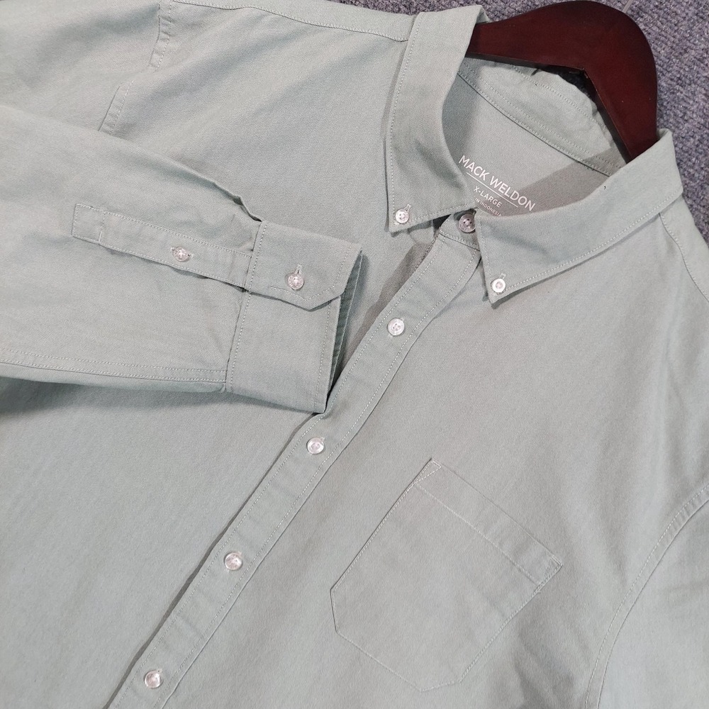 Mack Weldon Dress Shirt Mens XL Green Solid Button Down Regular Fit LS